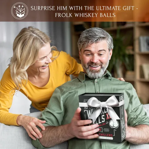 Vista 3 de Regalos para él – Hombres Papá Marido – 4 bolas de hielo de whisky de acero inoxidable XL, pinzas especiales y bolsa de congelador en caja de regalo