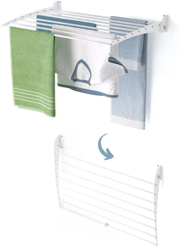 Vista 53 de foxydry Rejilla de secado plegable para montar en la pared, plegable que ahorra espacio, 24 pulgadas Negro - Cerrando