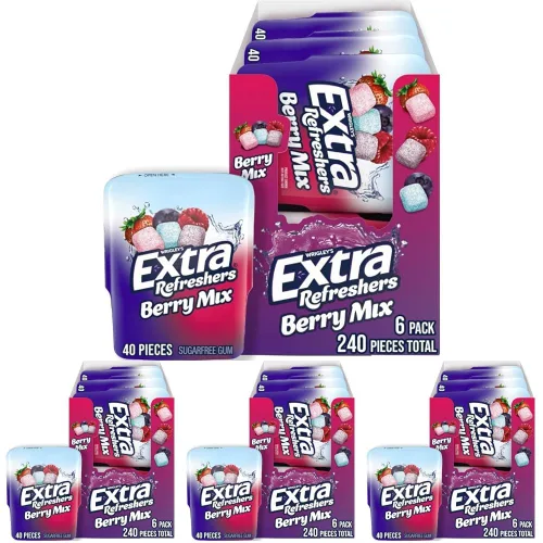Vista 10 de EXTRA Refreshers Berry Mix - Goma de mascar sin azúcar, botella de 40