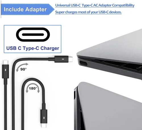 Vista 3 de Cargador USB-C de 65 W para Dell Latitude 3420 3540 5550 5520 5420 5430 5440 5340 5320 5630 5640 7440 7430 7420 7410 7370 7390 2 en 1 , Adaptador