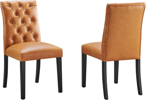 Vista 10 de Modway MO- Duchess - Silla de comedor tapizada de piel sintética con botones capitoné, color negro