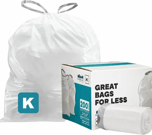 Vista 13 de Plasticplace Bolsas de basura de ajuste personalizado, compatibles con simplehuman Code K (100 unidades) con cordón azul tintado de 10 galones / 38
