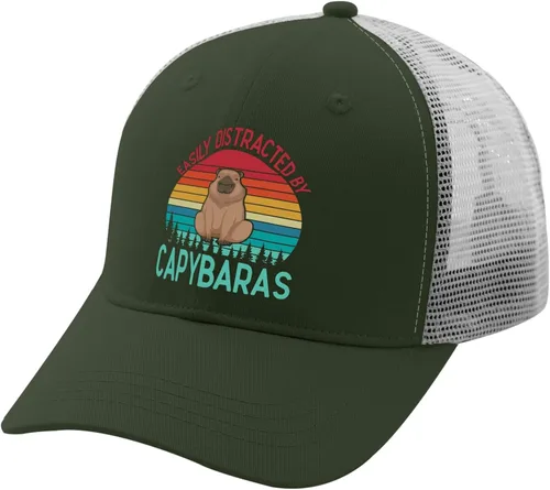 Vista 2 de devor Hats Easily Distracted by Capybaras Baseball Cap for Women Graphic Hat Adjustable