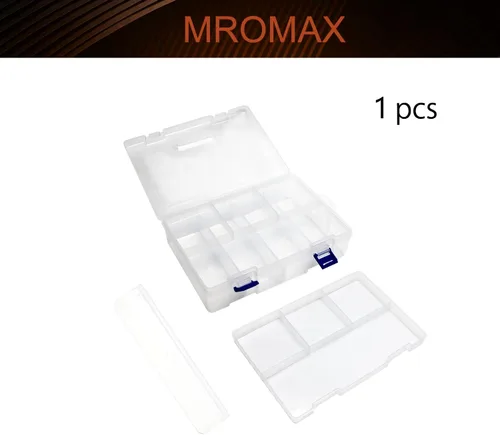 Vista 4 de MroMax Caja de almacenamiento de componentes PP, 9.055 x 6.299 x 2.362 in organizador de plástico cajas de herramientas para componentes