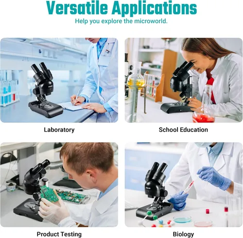Vista 9 de ESSLNB Microscopio estéreo binocular montado, microscopios, microscopio biológico portátil con oculares WF10x, objetivos 3X, aumento 30X