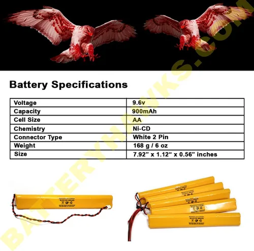Vista 4 de (2 unidades) ELBB003 ELB-B003 BAT9.6V700 9.6v 900mAh Señal de salida Luz Batería ELB-B004 ELBB004 BBAT004 BBAT0044A BAA-96 BBAT0043A