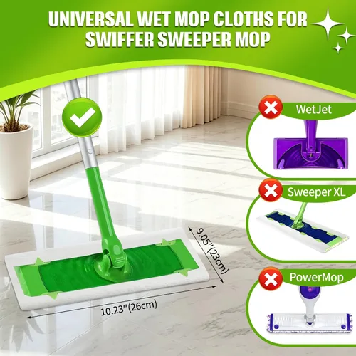 Vista 5 de 48 unidades de repuesto de almohadillas húmedas resistentes compatibles con trapeador Swiffer, paños desechables para limpieza de suelos