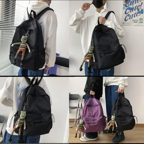 Vista 2 de Mochila para laptop con lindo accesorio Kawaii Trendy Daypack Casual 15.6", Negro