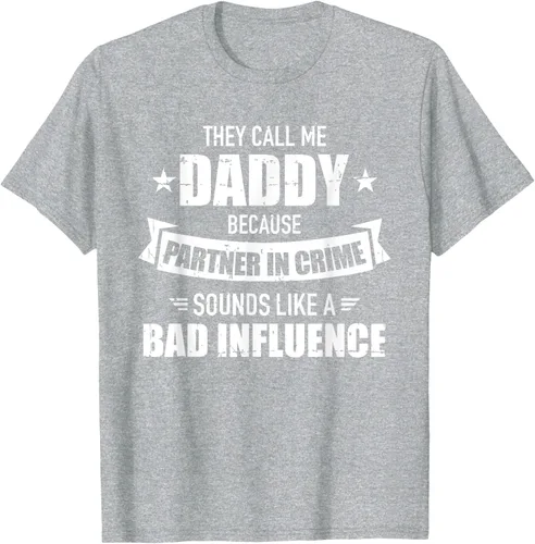 Vista 5 de Call me dad partner in crime bad influence camiseta divertida regalo papá, Negro, S