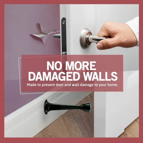 Vista 3 de Jack N' Drill - Tope de puerta rígido de 3 pulgadas (paquete de 12) – Tope de puerta de metal sólido resistente Evita daños en la pared