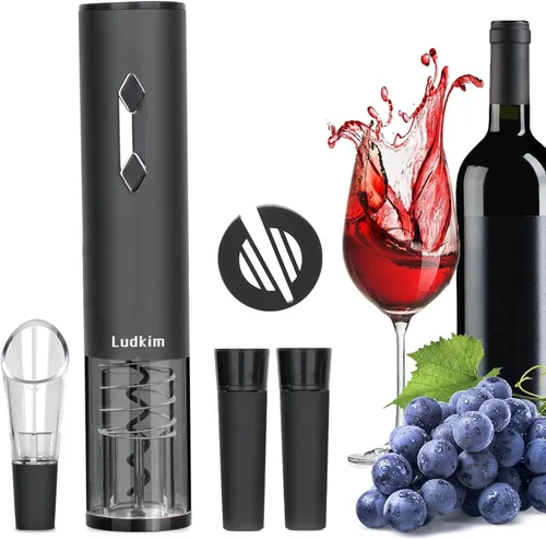 Vista 2 de Abrebotellas de vino eléctrico, 5 en 1, abrebotellas de vino Plata 5 en 1