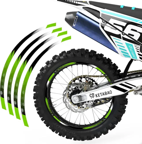Vista 13 de KETABAO Cinta adhesiva para llanta de motocross B01, diseño de rayas de 21, 19 pulgadas, compatible con RMZ 250 450 RM-Z250 RM-Z450 (azul)