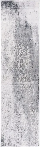 Vista 2 de SAFAVIEH Carnegie Collection - Alfombra de pasillo, 2 pies 3 pulgadas x 8 pies, marfil y gris, diseño abstracto moderno, no desprende pelusa