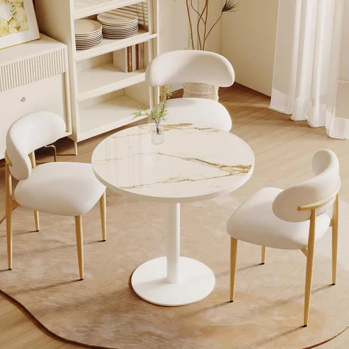 Vista 32 de Mesa de tulipán de 31.5 pulgadas, mesa de comedor redonda con mesa de Aqua Jade (oro rosa)