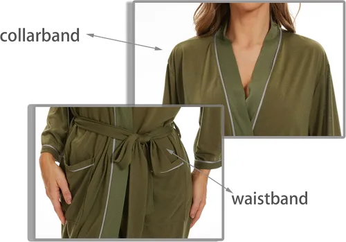 Vista 5 de TITIZLK Womens Lightweight Robe 34 Sleeve Summer Lightweight Knitted Bathrobes For Women Sexy Travel Sleepwear