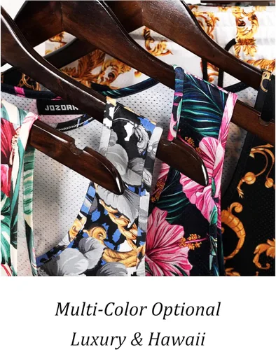 Vista 7 de JoZorro Conjunto de camiseta sin mangas con estampado floral para hombre, camiseta deportiva casual con estampado de lujo, ropa deportiva hawaiana