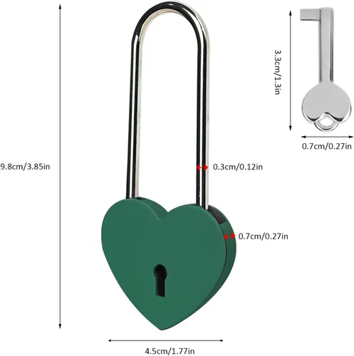 Vista 4 de 2 candados de goma con forma de corazón, cerradura en forma de corazón con llave para el día de San Valentín, puente, boda, aniversario, viajes