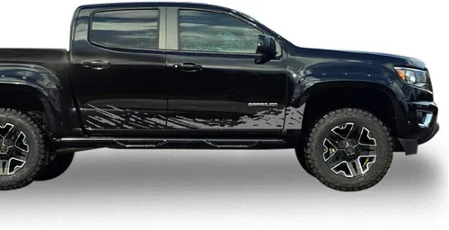 Vista 6 de Calcomanía de vinilo para salpicaduras de barro, diseño gráfico compatible con Chevrolet Colorado 2023-presente (3439) (negro)