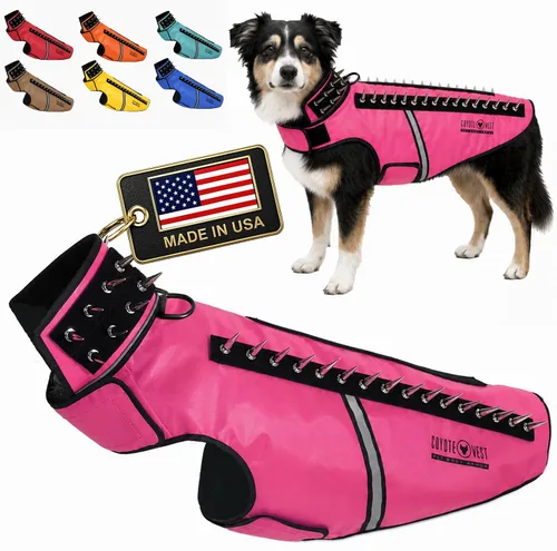 Vista 23 de CoyoteVest SpikeVest - Chaleco de arnés para perro, accesorios reflectantes para perros con picos para proteger a tu mascota de ataques de Raptor