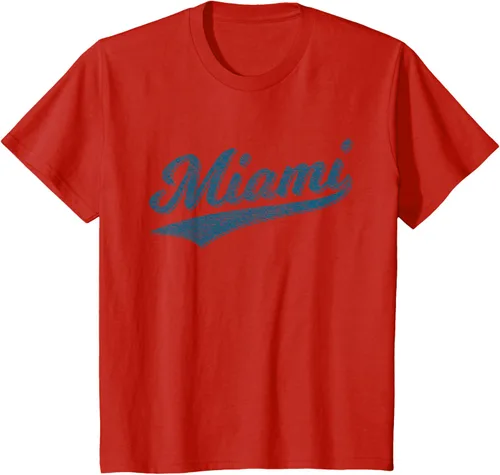 Vista 3 de Camiseta de estilo vintage de Miami Florida VARSITY SCRIPT Sports, gris, S