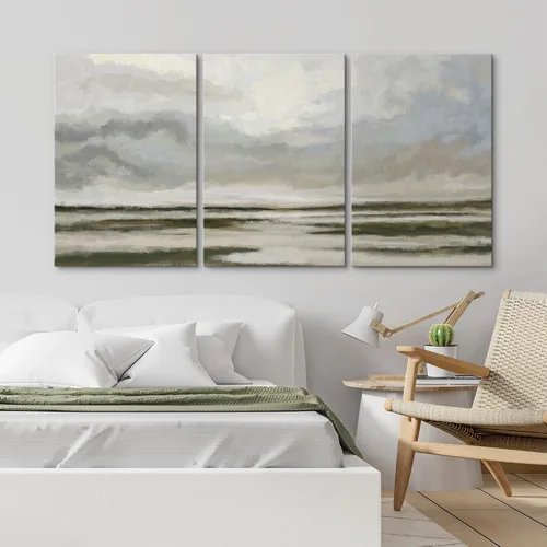 Vista 66 de wall26 Lienzo enmarcado para pared, juego de arte de acuarela pastel, paisaje rural, ilustraciones con formas abstractas, arte moderno, decorativo
