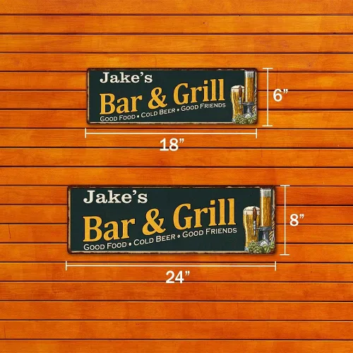 Vista 2 de Letrero personalizado de bar y parrilla, letreros con nombre personalizado, decoración de pub de cerveza, decoración de parrilla, para hombre