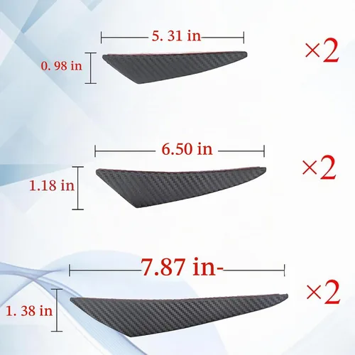 Vista 2 de Paquete de 6 aletas de coche, kit universal para parachoques delantero, divisor de labio, difusor anticolisión para el cuerpo, pegatinas decorativas
