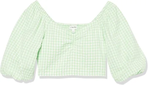 Vista 6 de The Drop Maliah - Camiseta corta con cuello corazón y manga abombada para mujer