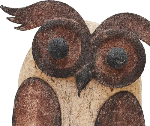 Vista 6 de K KILIPES Decoraciones rústicas de búho para el hogar, estatuas decorativas de madera de búho, adornos de mesa, esculturas coleccionables