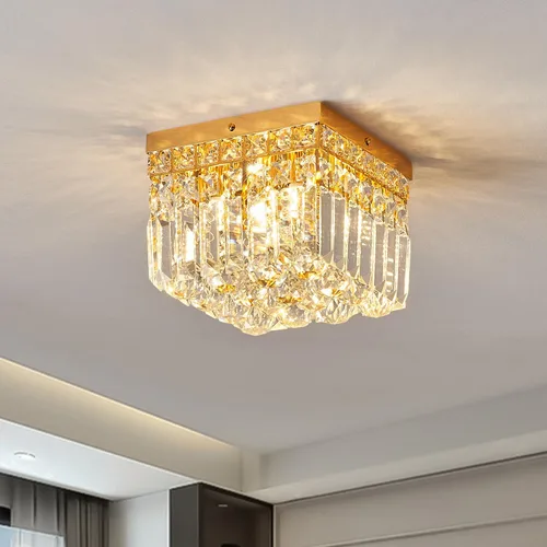 Vista 12 de Mini candelabro redondo moderno de cristal empotrado de 7.8 pulgadas, lámpara de techo de 4 luces G9 para armario, vestíbulo, pasillo, dormitorio