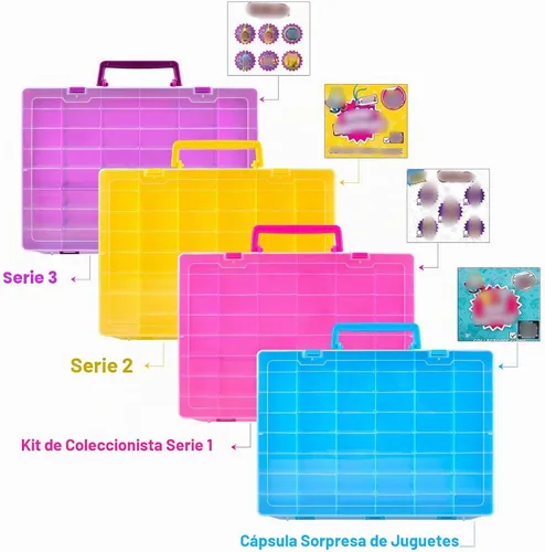 Vista 6 de FULLCASE Funda compatible con 5 Surprise for Mini Brands Toys Series 1-4, almacenamiento de cápsulas misteriosas, para colección Mini Mart Azul