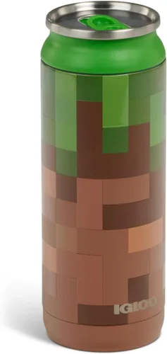 Vista 8 de Igloo MineCraft Creeper - Botella de hidratación de acero inoxidable de 16 onzas, botella de agua aislada, taza de viaje reutilizable