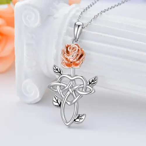 Vista 4 de VONALA Sterling Silver SunflowerRose CrossRoseLotus FlowerHonney BeePineapple Necklace for Women Flower Pendant Necklace Gifts for Girlfriend Wife