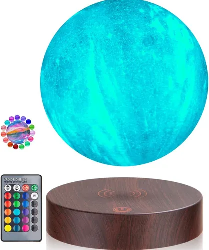 Vista 9 de Lámpara magnética flotante de luna, 16 colores, luz de luna, girando levitante, impresión 3D, luna, luces LED de noche, hogar, oficina, habitación