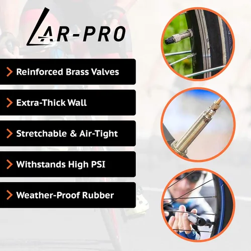 Vista 6 de AR-PRO Tubos para bicicleta de carrera 28 700x20-25C 700x32-47C, tubo interno 700C con válvula Presta Paquete de súper valor