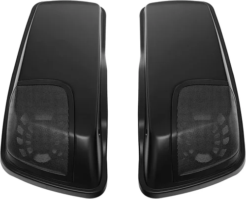 Vista 5 de TCT-MOTORPARTS Alforjas de mezclilla negra con tapas, bocina de 5 x 7 pulgadas, rejillas para Harley Street Glide Road King Road Glide Ultra Limited
