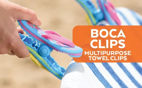 Vista 5 de O2COOL Bocaclips - Pinzas para toallas de playa para sillas de playa, accesorios para patio y piscina - (Chanclas) 2