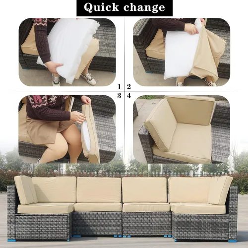 Vista 4 de 14 Piezas Fundas de Cojines para Patio Reemplazo Fundas de Cojines para Sofá de Exterior A Prueba de Salpicaduras Juego de Fundas para Sofá