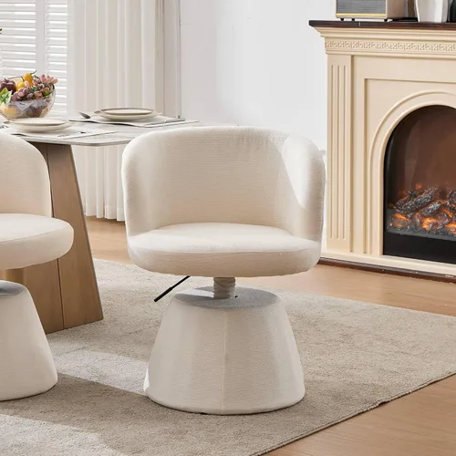 Vista 3 de Upholstered Swivel Bar Chair, Ergonomic Thick Padded Round Dining Chair Accent Vanity Chair Adjustable Height for Bedroom,Kitchen Island & Beige