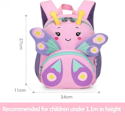 Vista 7 de CAMTOP Bonita mochila para niños pequeños, bolsa escolar pequeña de animales de dibujos animados 3D, para niñas y niños, guardería de viaje, rosado