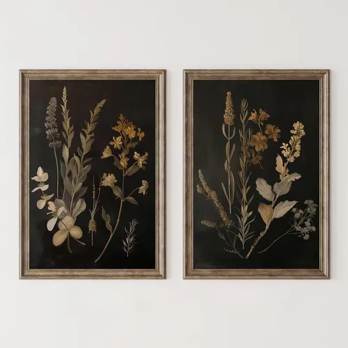 Vista 12 de Tanmart Arte de pared botánico vintage, lienzo floral antiguo, arte de pared, impresiones de flores neutrales, póster vintage de granja, pintura