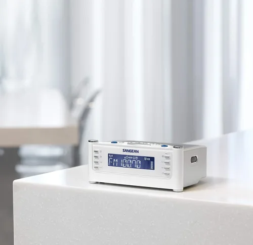 Vista 4 de Sangean RCR-22 - Reloj atómico con radio digital FM-RDS / AM / Aux-in, color plateado, talla única