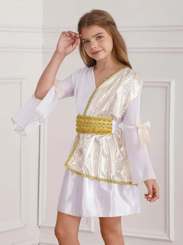 Vista 4 de Fldy Disfraz de princesa griega romana de Afrodita, Athena, vestido de Halloween para fiesta de disfraces