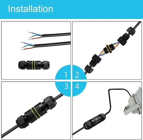 Vista 4 de Conectores de cable de alimentación impermeables ATB Future IP68, caja de conexiones para exteriores, ideal para cables de 2 o 3 pines de Ø4-8mm