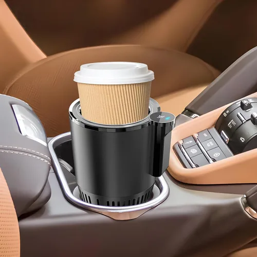 Vista 7 de Enfriador y calentador inteligente 2 en 1 para vasos de automóvil, taza inteligente para automóvil con pantalla LED de temperatura y control táctil