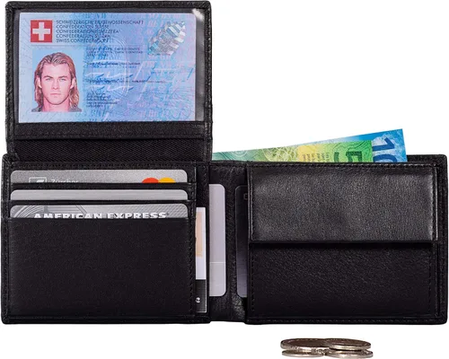 Vista 3 de DiLoro Carteras para hombres de cuero RFID biplold cartera Flip ID monedero, Negro medianoche), 81083-NABK