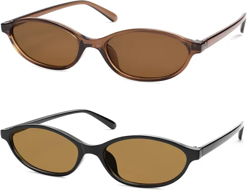 Vista 13 de Gafas de sol retro ovaladas de ojo de gato para mujer, Y2k, gafas de sol estrechas de moda, gafas de sol de diseñador AR82253