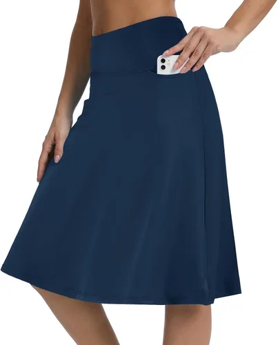 Vista 15 de Falda pantalón para mujer, modesta, hasta la rodilla, atlética, midi, para correr Beige