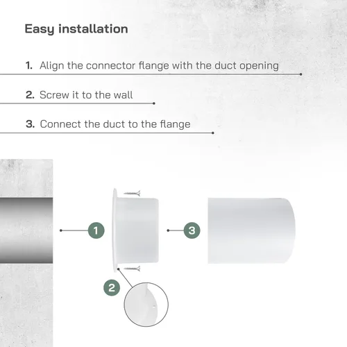 Vista 4 de Vent Systems Brida de conector de conducto de ventilación de aire blanco de 4 pulgadas, adaptador de tubo de ventilación de plástico HVAC con placa