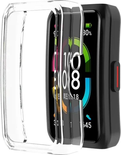 Vista 8 de Funda compatible con Huawei Honor Band 6 Watch Protector de pantalla de PC suave a prueba de golpes, protector delgado de parachoques protector